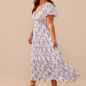 Blue and White Floral Maxi Dress